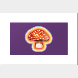 Retro Pyschedelic Mushroom Pattern by Robert Phelps Posters and Art